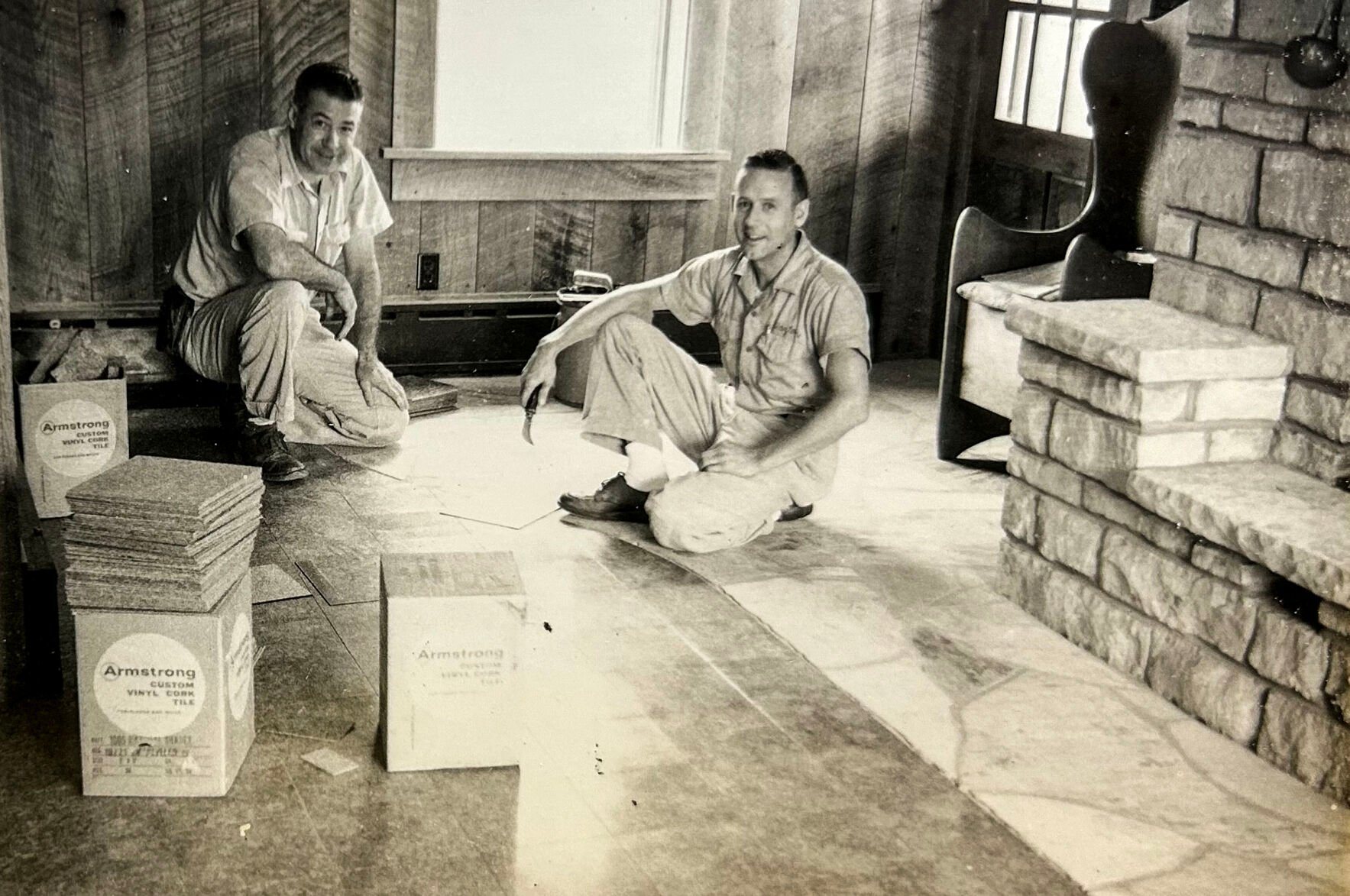 Don Kitto (left) and Clayton Kliebenstein founded K&K Floors in 1954. Clayton’s grandson, Michael, is the current owner of the Platteville, Wis., firm.    PHOTO CREDIT: Contributed