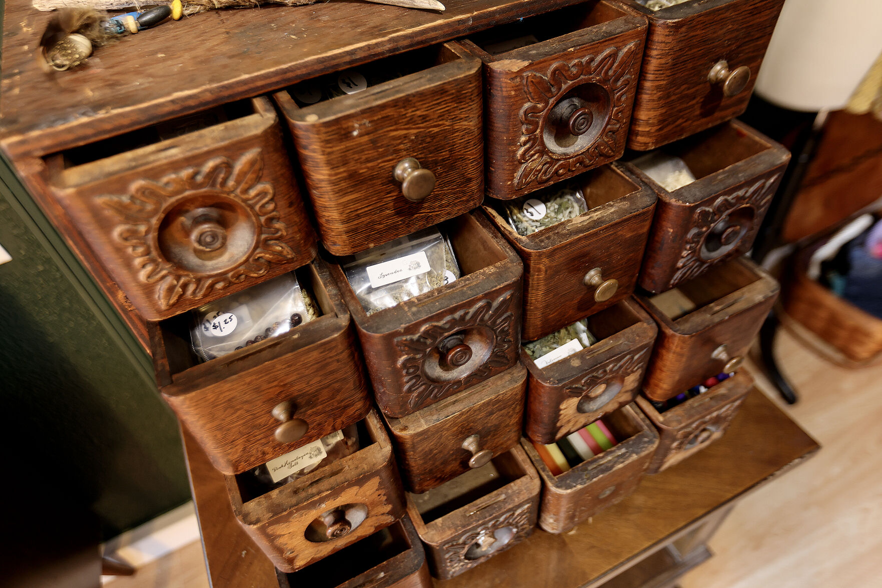 Some of the items inside The Good Witches Cottage located at 1064 Central Avenue in Dubuque on Saturday, Nov. 30, 2024.    PHOTO CREDIT: Dave Kettering