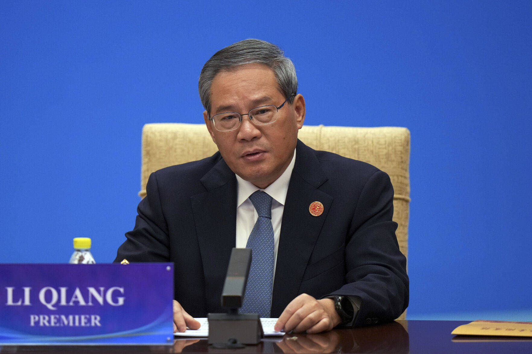 <p>Chinese Premier Li Qiang speaks as he chairs the "1+10" Dialogue on Building Consensus on Development to Promote Global Common Prosperity, at the Diaoyutai State Guesthouse in Beijing, Monday, Dec. 9, 2024. (AP Photo/Andy Wong)</p>   PHOTO CREDIT: Andy Wong 