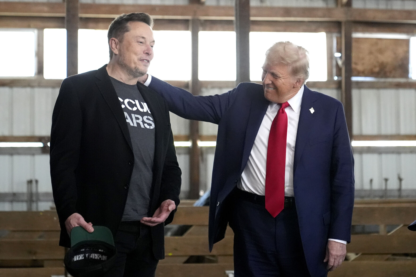 <p>FILE - Tesla and SpaceX CEO Elon Musk, left, and Republican presidential nominee former President Donald Trump attend a campaign event at the Butler Farm Show, Oct. 5, 2024, in Butler, Pa. (AP Photo/Alex Brandon, File)</p>   PHOTO CREDIT: Alex Brandon 