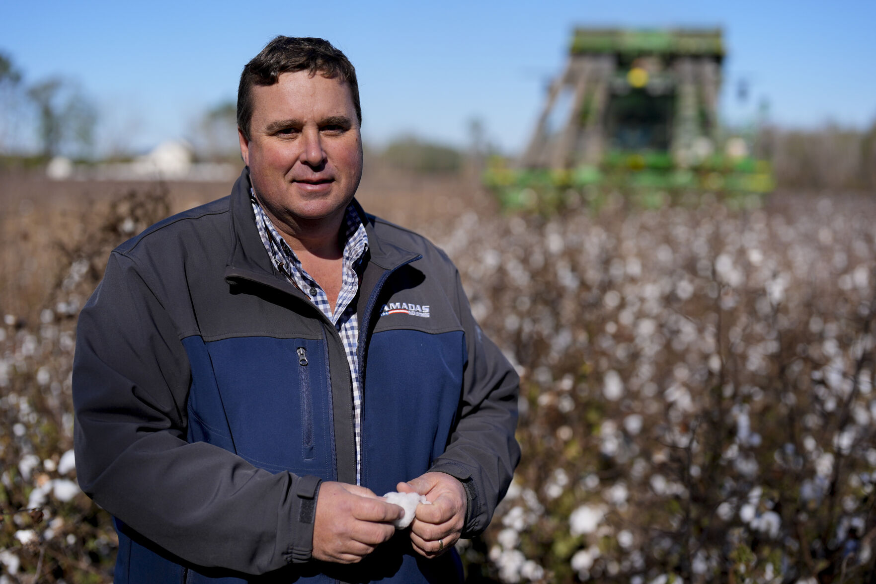 <p>Farmer Chris Hopkins stands in one of his cotton fields before being harvested, Friday, Dec. 6, 2024, near Lyons, Ga. (AP Photo/Mike Stewart)</p>   PHOTO CREDIT: Mike Stewart - staff, ASSOCIATED PRESS