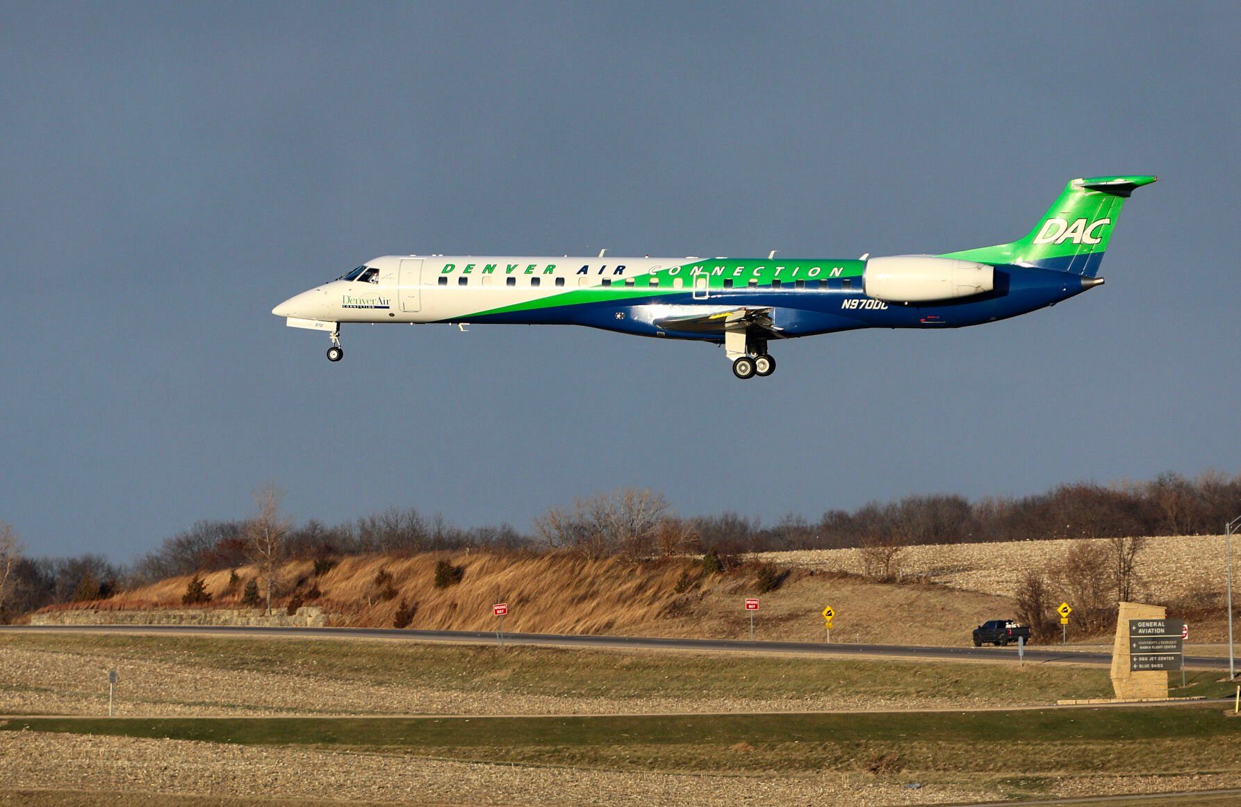 A Denver Air Connection jet makes an approach to land at the Dubuque Regional Airport on Dec. 4.    PHOTO CREDIT: TH file