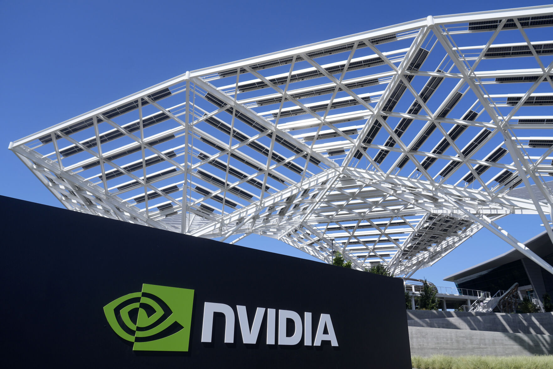 <p>FILE - A sign for a Nvidia office building is shown in Santa Clara, Calif., on Aug. 7, 2024. (AP Photo/Jeff Chiu, File)</p>   PHOTO CREDIT: Jeff Chiu - staff, ASSOCIATED PRESS