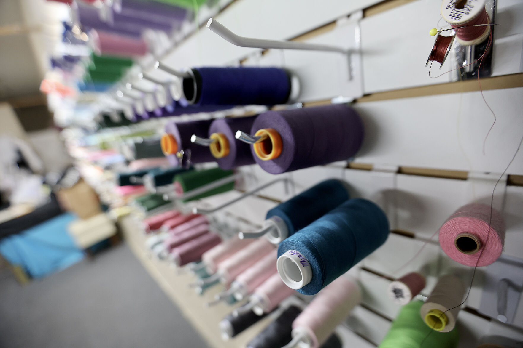 Thread sits ready for use at Suns Alterations.    PHOTO CREDIT: Dave Kettering
Telegraph Herald