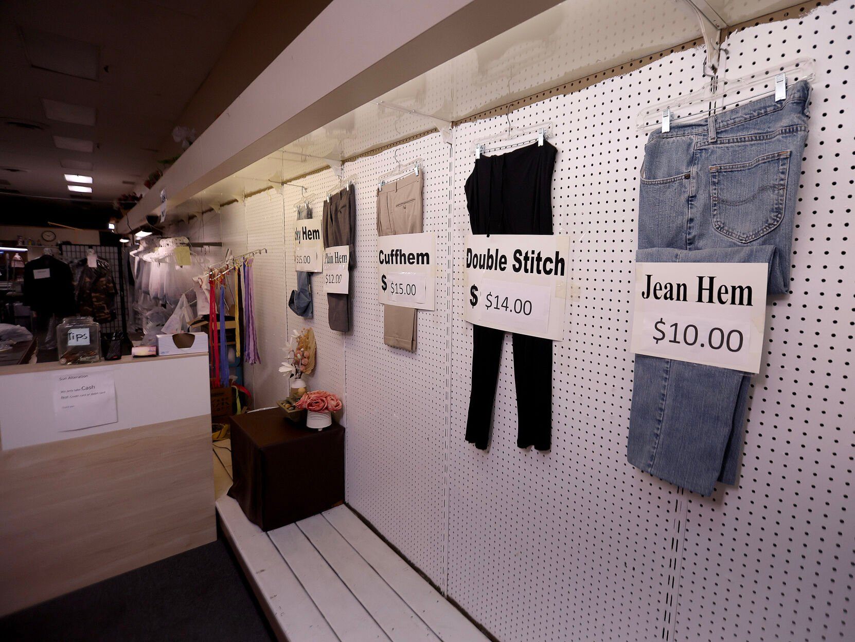 Some prices are displayed at Suns Alterations.    PHOTO CREDIT: Dave Kettering
Telegraph Herald