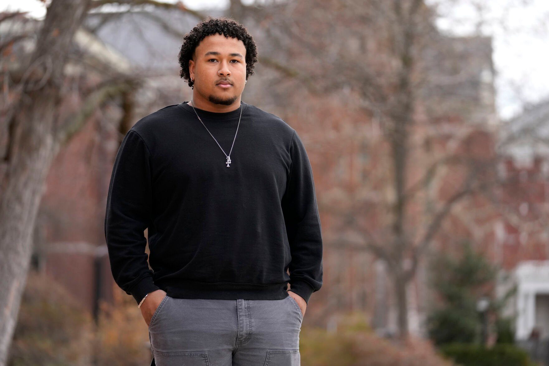 <p>Student Kenny Douglas poses for a photo at the University of Missouri where he is a a history and Black studies major, Wednesday, Dec. 18, 2024, in Columbia, Mo. (AP Photo/Jeff Roberson)</p>   PHOTO CREDIT: Jeff Roberson 