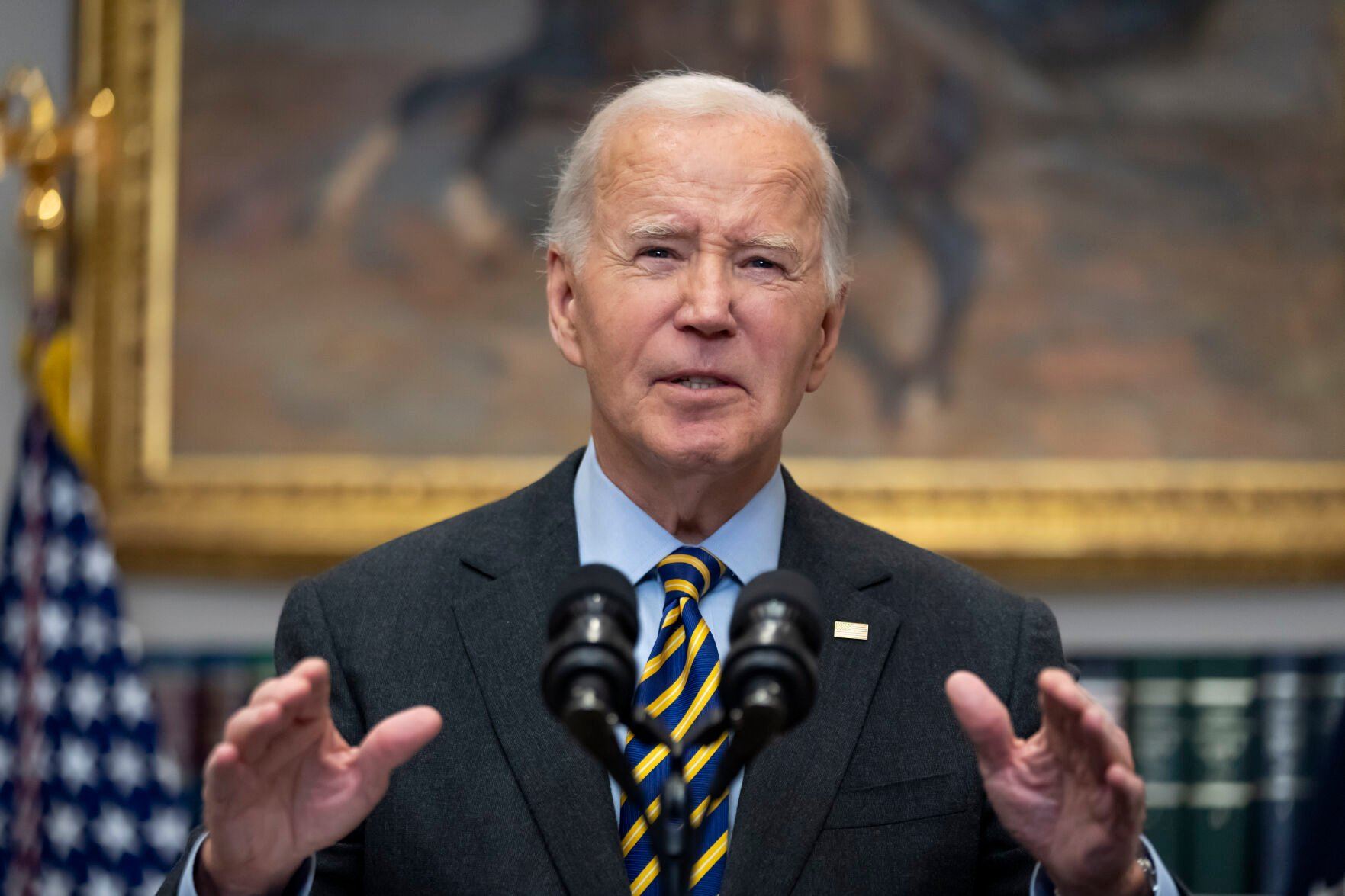 <p>FILE - President Joe Biden speaks in the Roosevelt Room at the White House in Washington, Friday, Jan. 10, 2025. (AP Photo/Ben Curtis, File)</p>   PHOTO CREDIT: Ben Curtis 