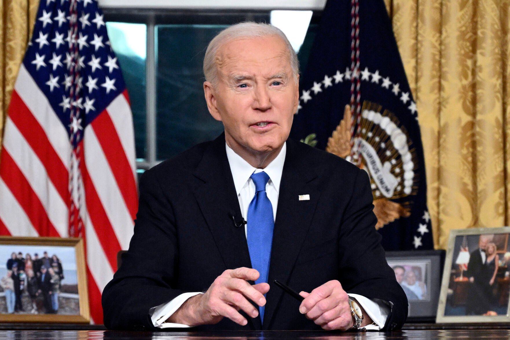 <p>President Joe Biden speaks from the Oval Office of the White House as he gives his farewell address Wednesday, Jan. 15, 2025, in Washington. (Mandel Ngan/Pool via AP)</p>   PHOTO CREDIT: Mandel Ngan